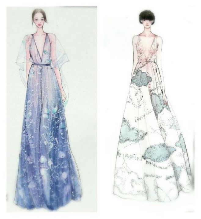 【笔尖时尚】水彩手绘 服装插画 手绘插画 婚纱礼服 手绘 设计稿 volentino的秀场|来自 官官an
