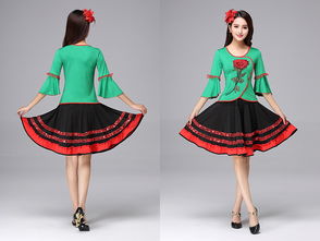 民族风情与时尚融合——广场舞服装玫瑰花朵喇叭袖系列